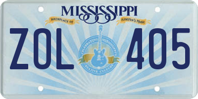 MS license plate ZOL405