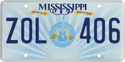 MS license plate ZOL406