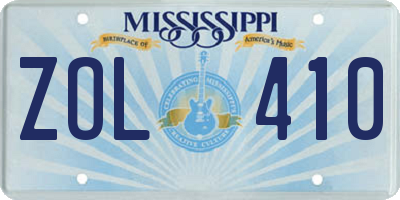 MS license plate ZOL410