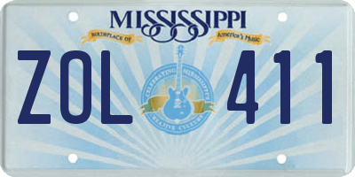 MS license plate ZOL411