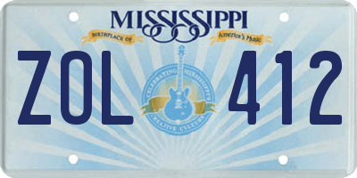 MS license plate ZOL412