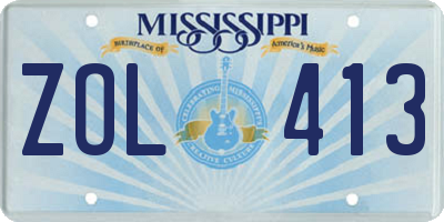 MS license plate ZOL413