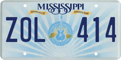MS license plate ZOL414