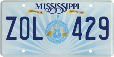 MS license plate ZOL429
