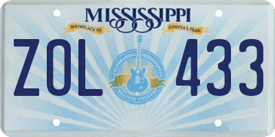 MS license plate ZOL433