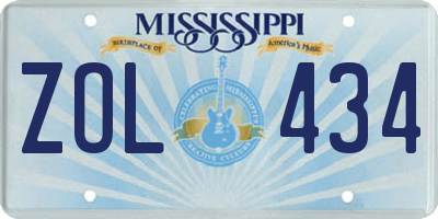MS license plate ZOL434