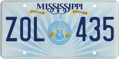 MS license plate ZOL435
