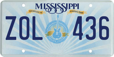 MS license plate ZOL436