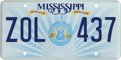 MS license plate ZOL437