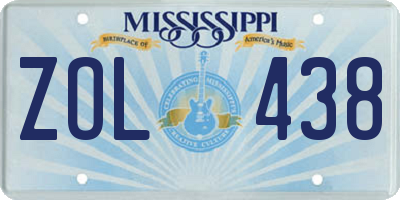 MS license plate ZOL438