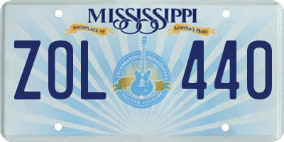 MS license plate ZOL440