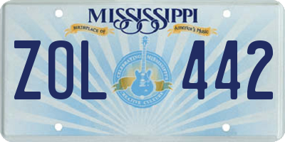 MS license plate ZOL442