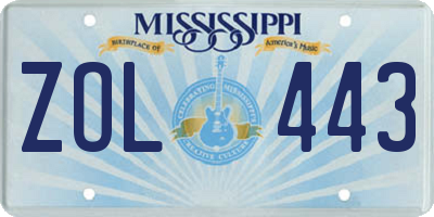 MS license plate ZOL443