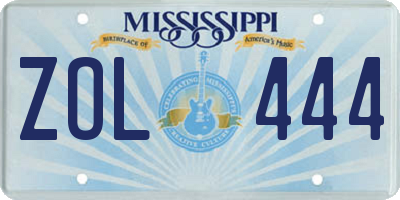 MS license plate ZOL444