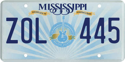 MS license plate ZOL445