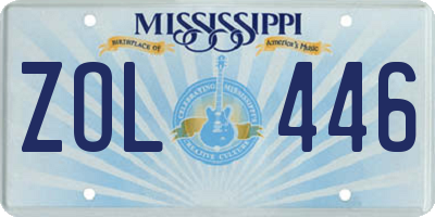 MS license plate ZOL446