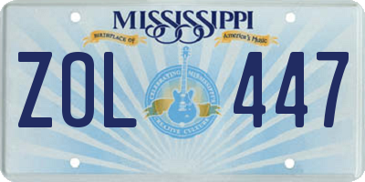 MS license plate ZOL447