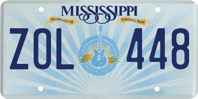 MS license plate ZOL448