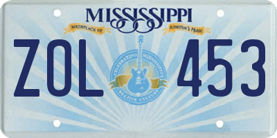 MS license plate ZOL453