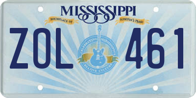 MS license plate ZOL461