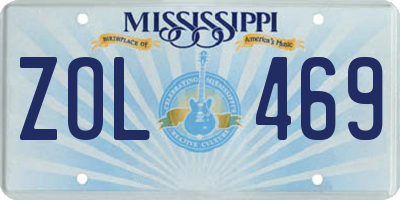MS license plate ZOL469