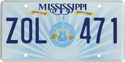 MS license plate ZOL471