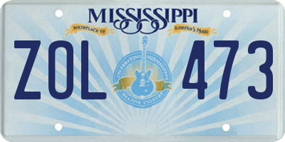 MS license plate ZOL473