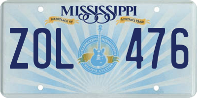 MS license plate ZOL476