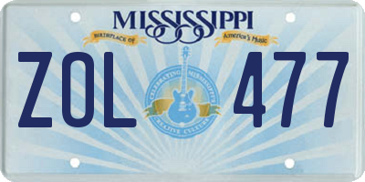 MS license plate ZOL477