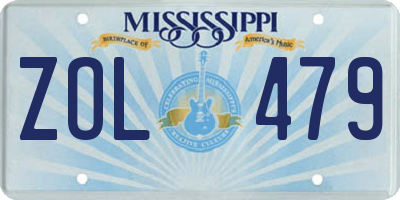 MS license plate ZOL479