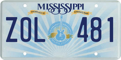 MS license plate ZOL481