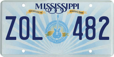 MS license plate ZOL482