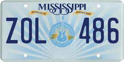 MS license plate ZOL486
