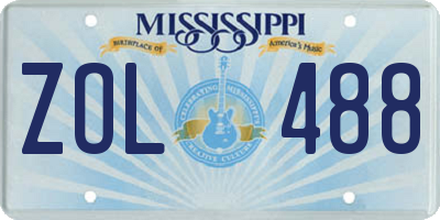 MS license plate ZOL488