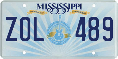 MS license plate ZOL489