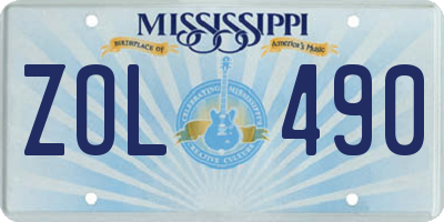 MS license plate ZOL490