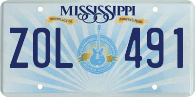 MS license plate ZOL491