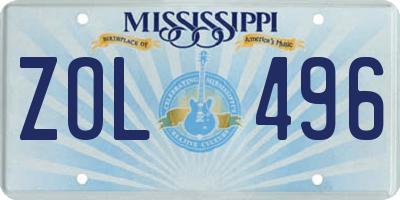 MS license plate ZOL496