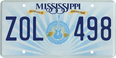 MS license plate ZOL498
