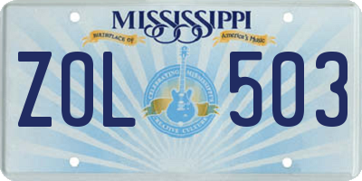 MS license plate ZOL503