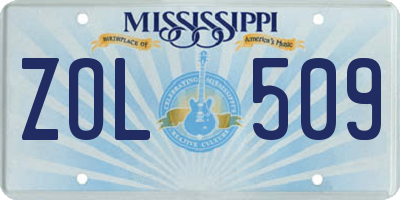 MS license plate ZOL509