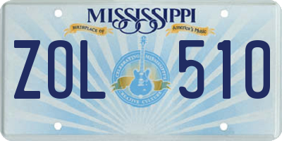 MS license plate ZOL510