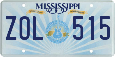 MS license plate ZOL515