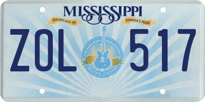 MS license plate ZOL517