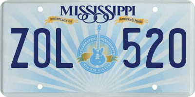 MS license plate ZOL520