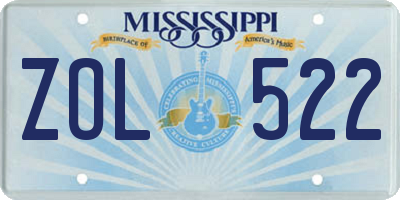MS license plate ZOL522