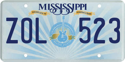 MS license plate ZOL523