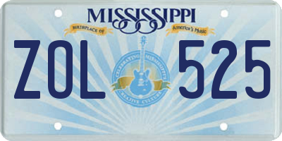 MS license plate ZOL525