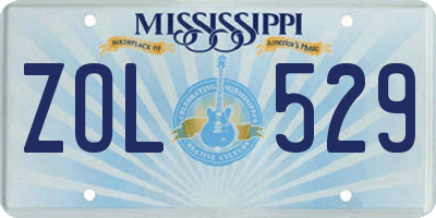 MS license plate ZOL529