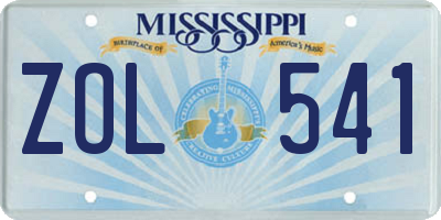 MS license plate ZOL541